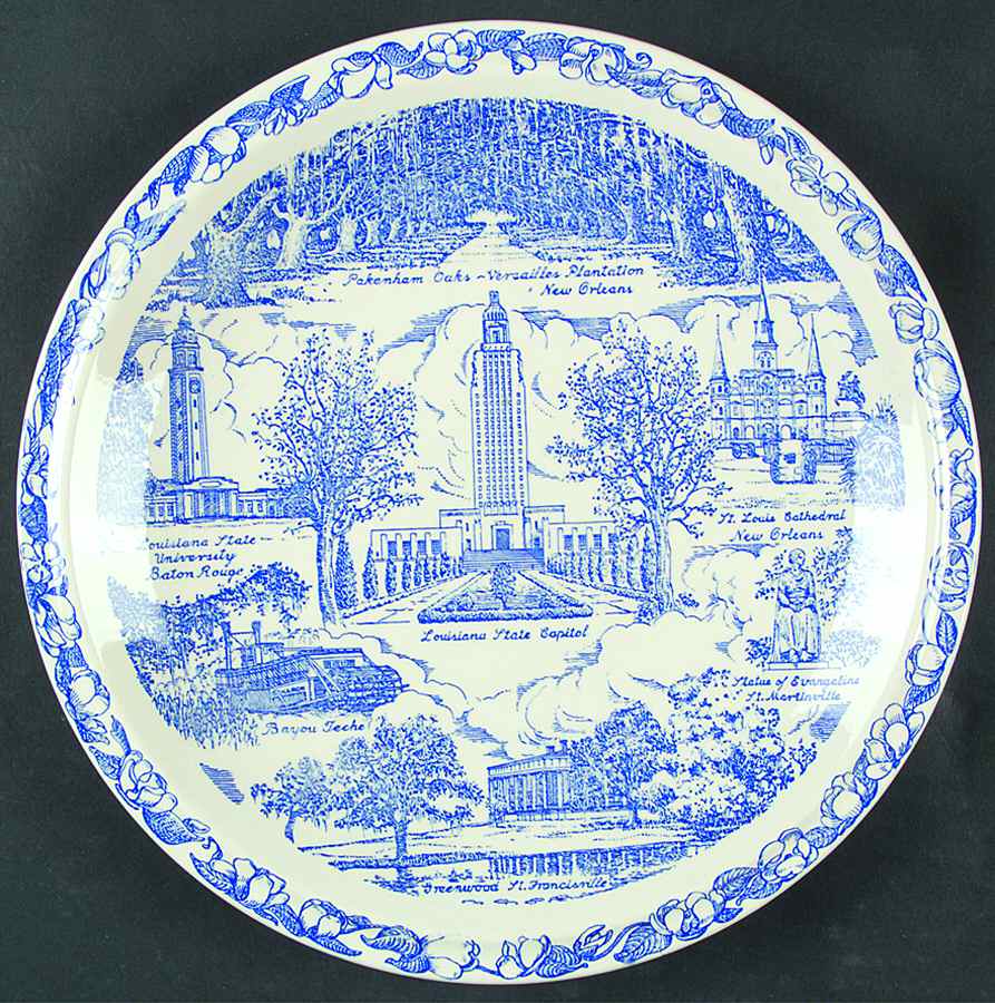 State Plate Louisiana - No Box-Louisiana Motif 1-Blue by Vernon Kilns-1