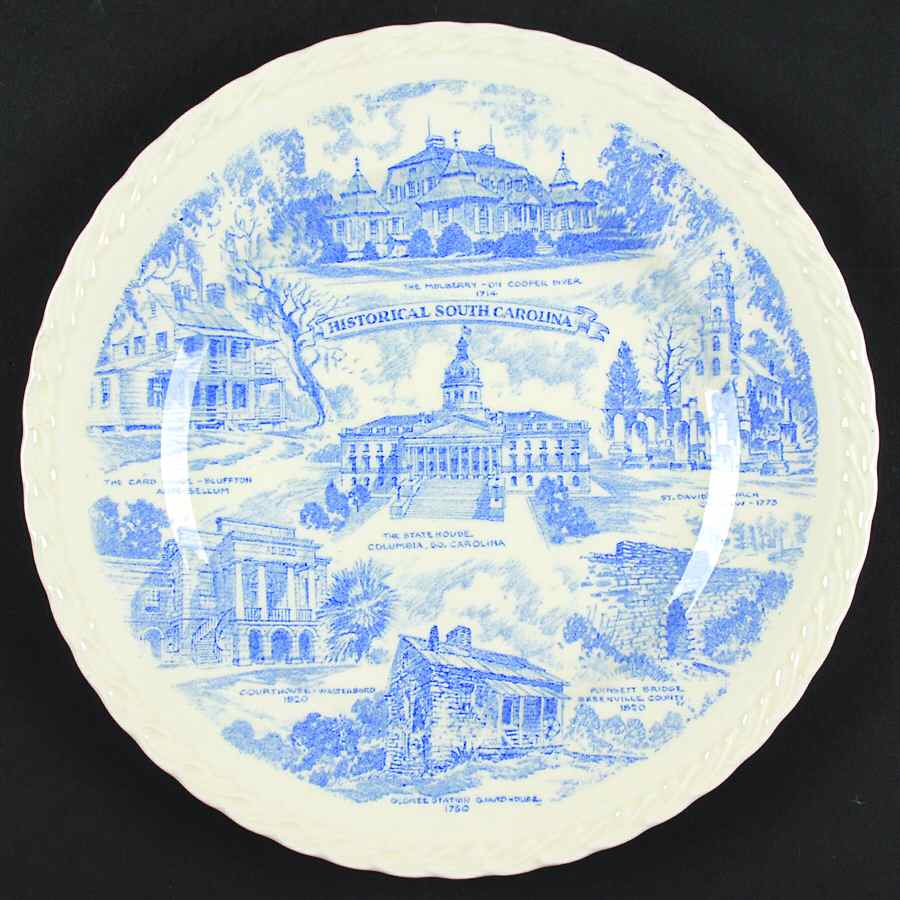 State Plate Historical South Carolina - No Box-S Carolina M1-Blue Swir by Vernon Kilns-1