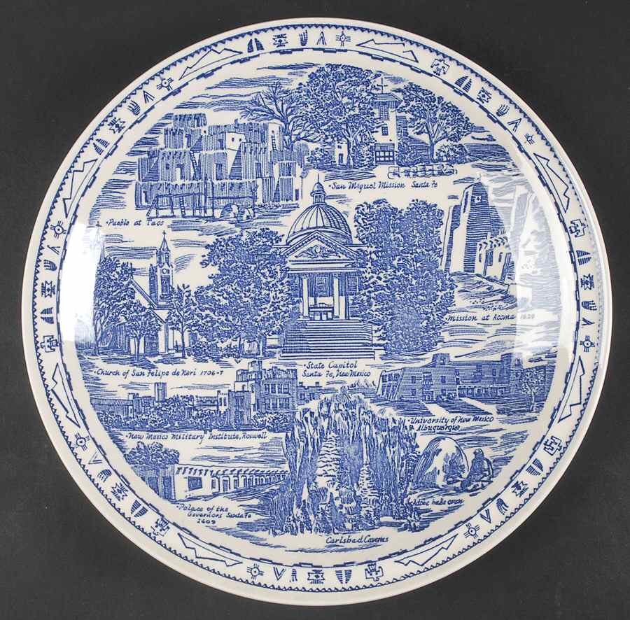 State Plate New Mexico-Blue - No Box-New Mexico Motif 1 by Vernon Kilns-1