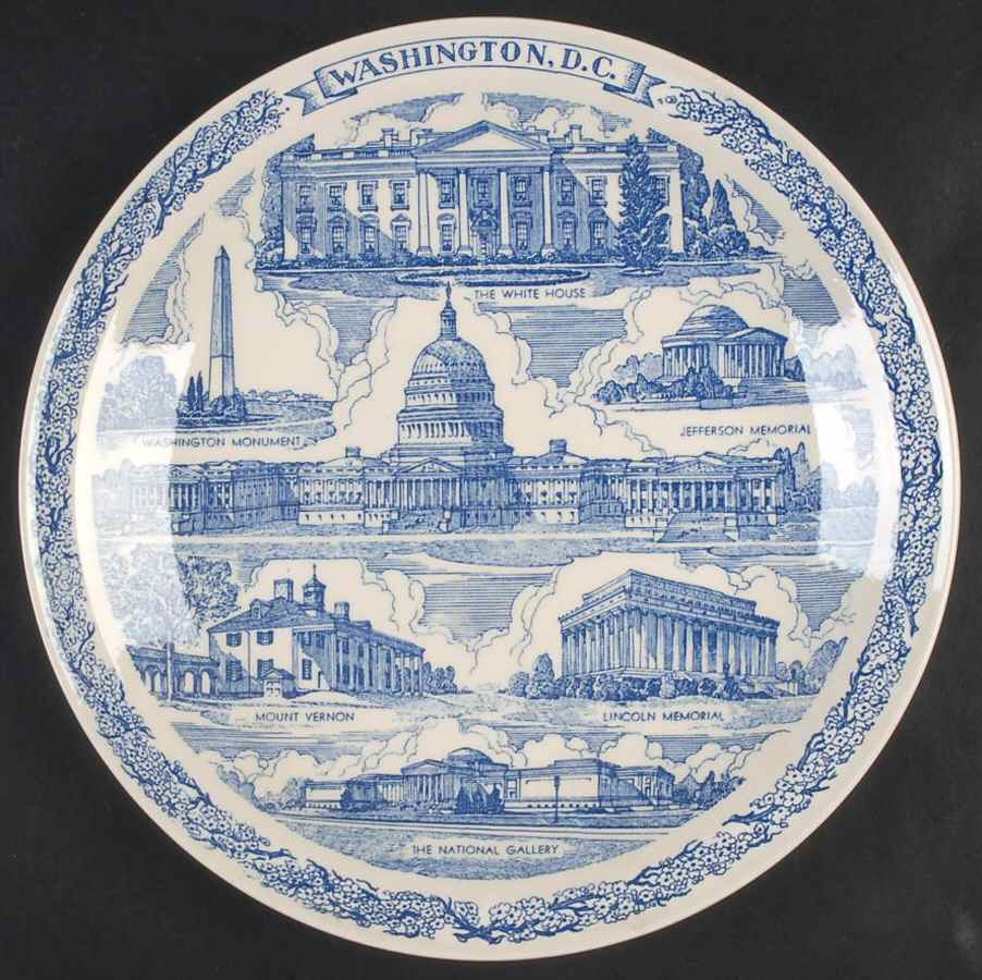 State Plate Washington Dc-Blue - No Box-Washington Dc Motif 3 by Vernon Kilns-1