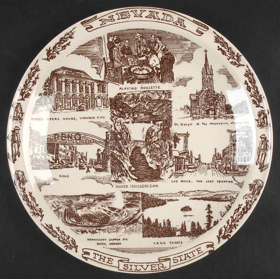 State Plate Nevada-Brown - No Box-Nevada Motif 2 by Vernon Kilns-1