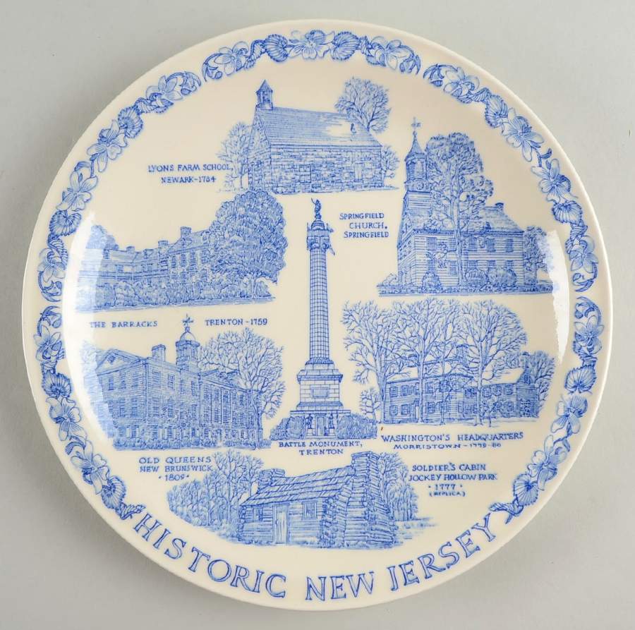 State Plate Historic New Jersey-Blue - No Box-New Jersey 1-Blue by Vernon Kilns-1