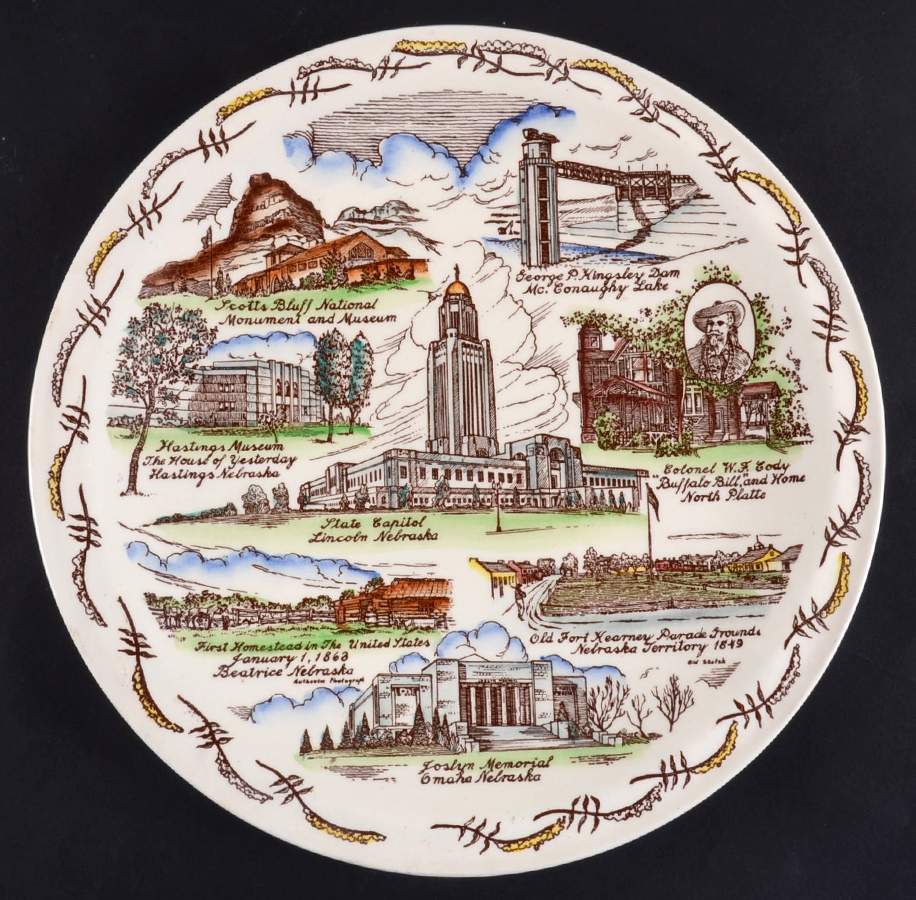 State Plate Nebraska - No Box-Nebraska Motif 1-Multicolor by Vernon Kilns-1