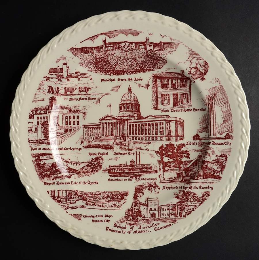 State Plate Missouri - No Box-Missouri Motif 1-Red Swirl by Vernon Kilns-1