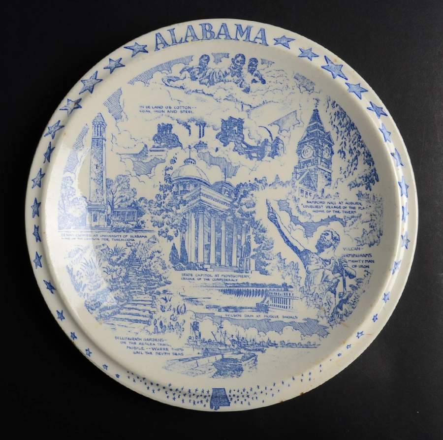 State Plate Alabama - No Box-Alabama Motif 1-Blue by Vernon Kilns-1