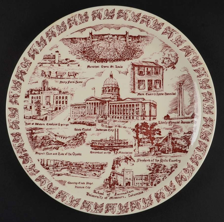 State Plate Missouri - No Box-Missouri Motif 1-Red by Vernon Kilns-1