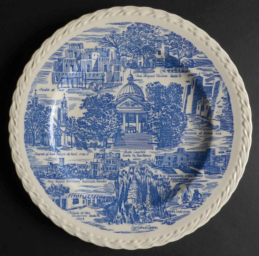 State Plate New Mexico - No Box-New Mexico Motif 1-Blue by Vernon Kilns-1