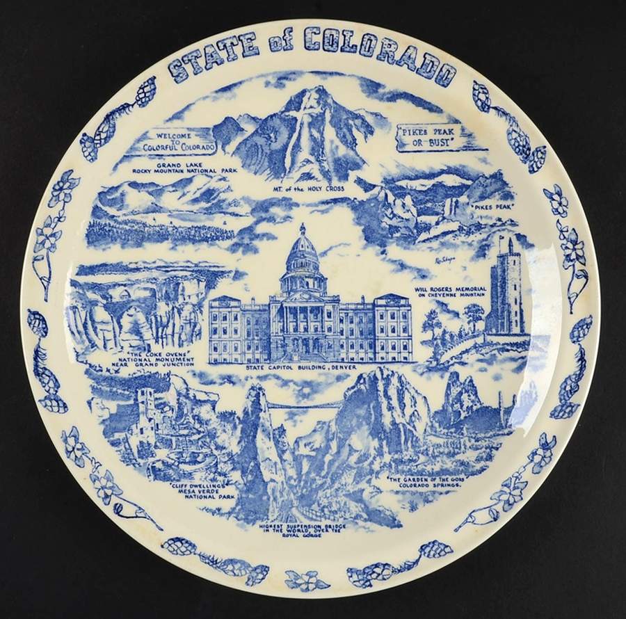 State Plate State Of Colorado - No Box-Colorado Motif 1-Blue by Vernon Kilns-1