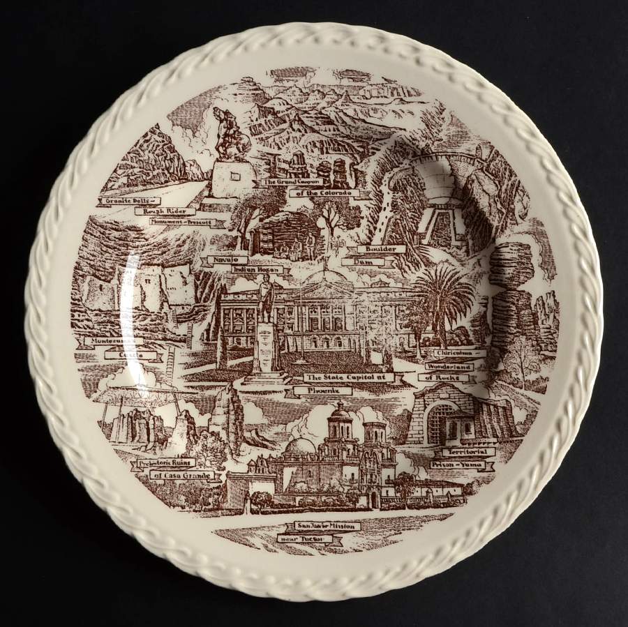 State Plate Arizona - No Box-Arizona 1-Brown Swirl by Vernon Kilns-1