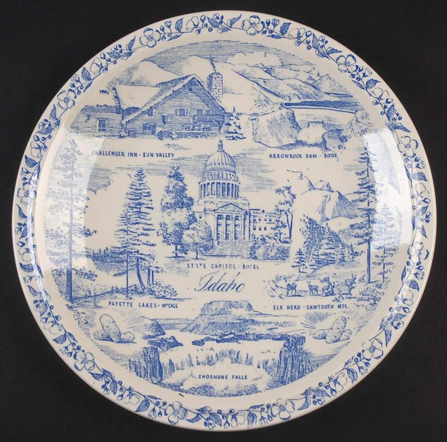 State Plate Idaho - No Box-Idaho Motif 1-Blue by Vernon Kilns-1