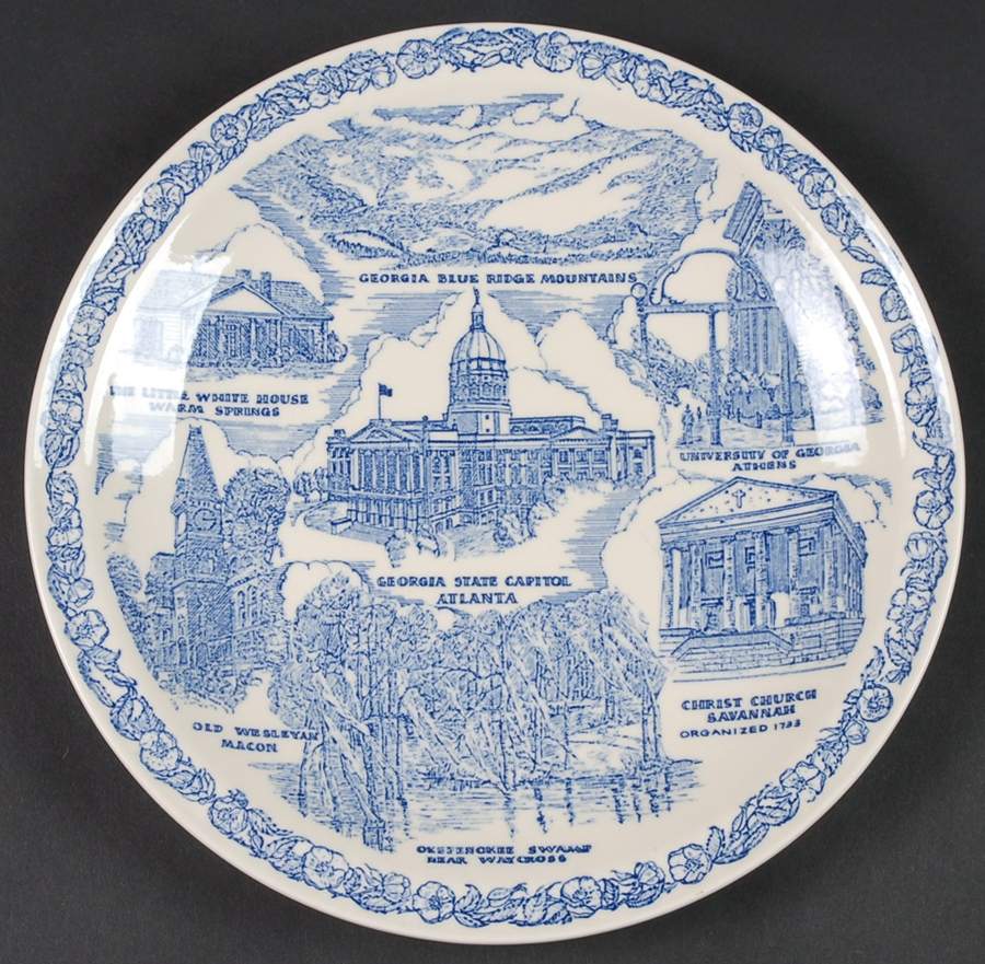 State Plate Georgia-Blue - No Box-Georgia Motif 1-Blue by Vernon Kilns-1