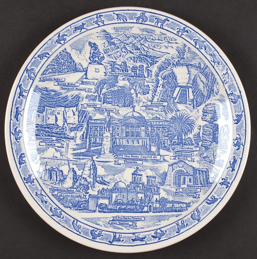 State Plate Arizona-Blue - No Box-Arizona Motif 1-Blue by Vernon Kilns-1