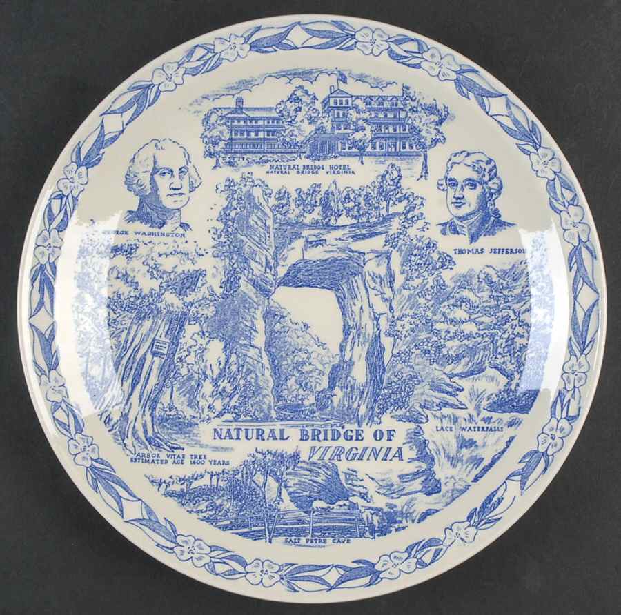 Parks Plates Natural Bridge Virginia - No Box-Virginia Motif 2-Blue by Vernon Kilns-1