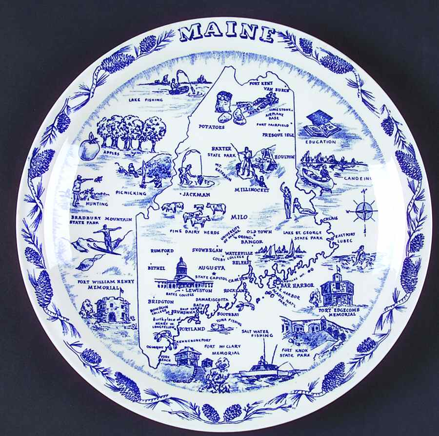 State Map Plate Maine - Maine, No Box by Vernon Kilns-1