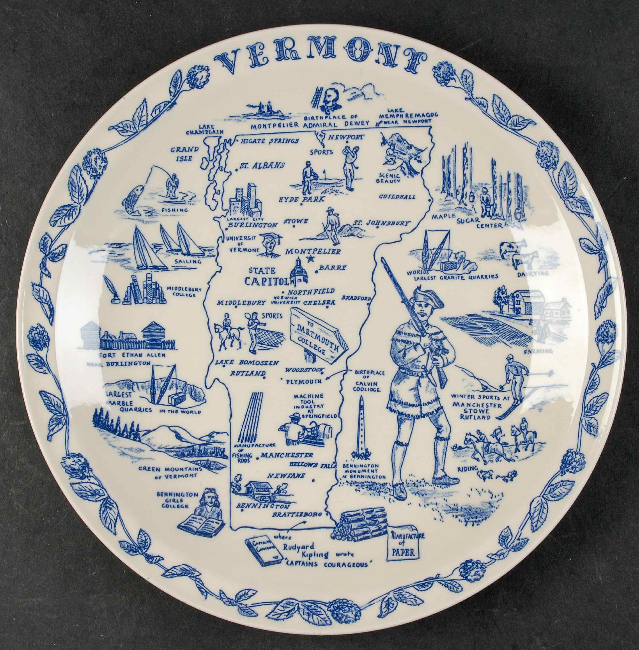 State Map Plate Vermont - Vermont, No Box by Vernon Kilns-1