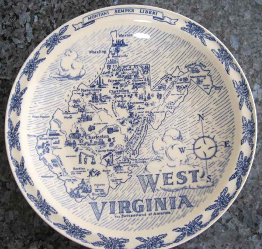 State Map Plate West Virginia - West Virginia, No Box by Vernon Kilns-1