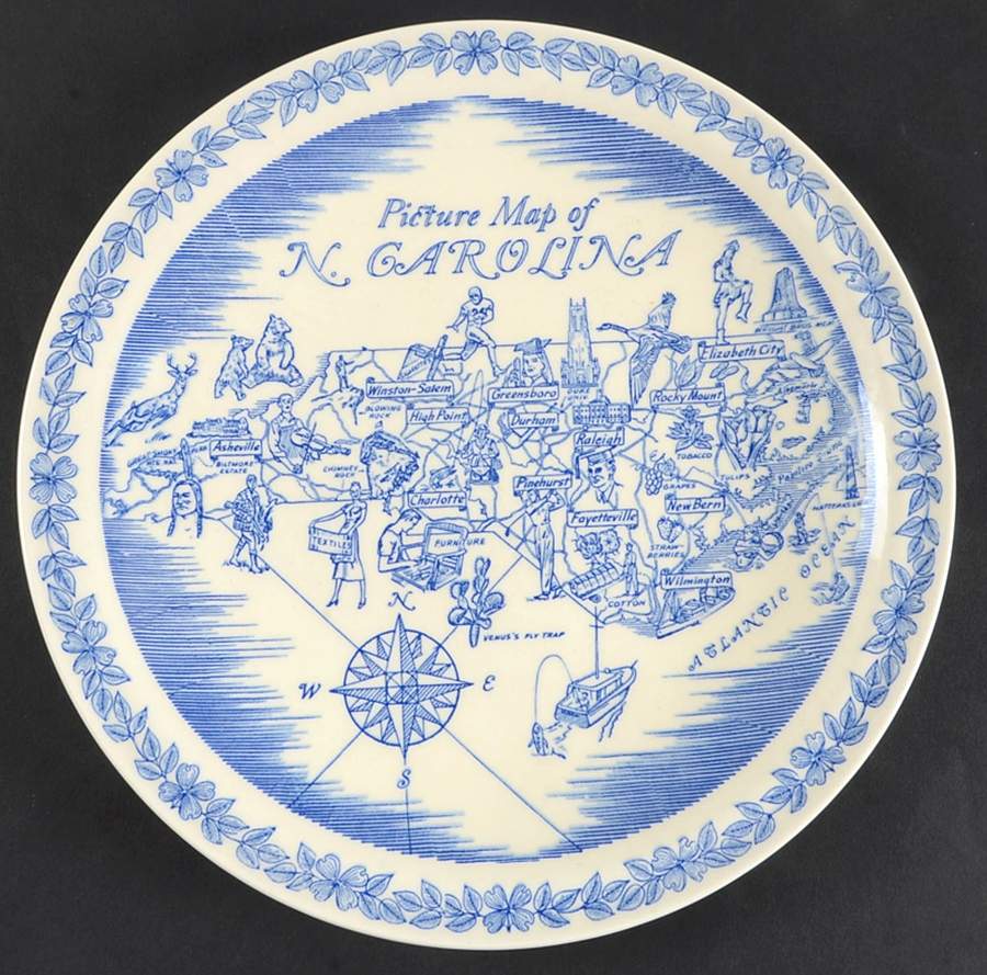 State Map Plate North Carolina - North Carolina, No Box by Vernon Kilns-1