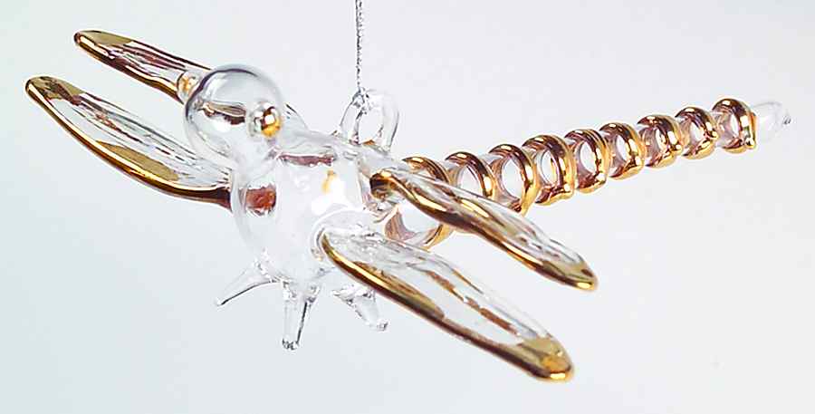 Vietri Crystal Christmas Ornament Dragonfly, Clear W/Gold - Boxed by Vietri-1