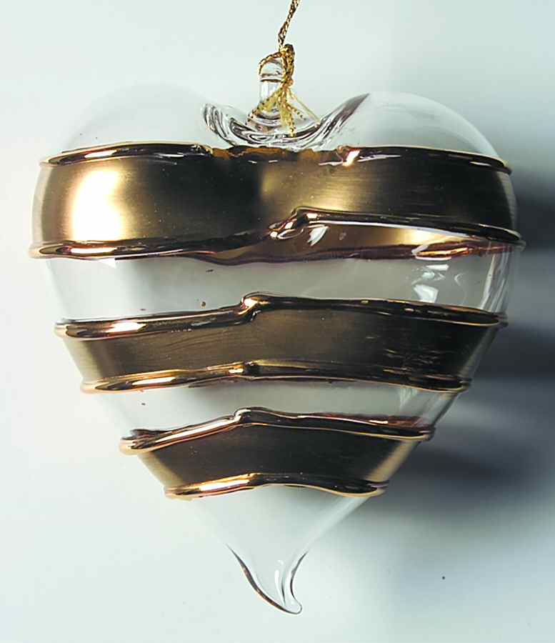 Vietri Crystal Christmas Ornament Heart W/Gold Stripes - No Box by Vietri-1