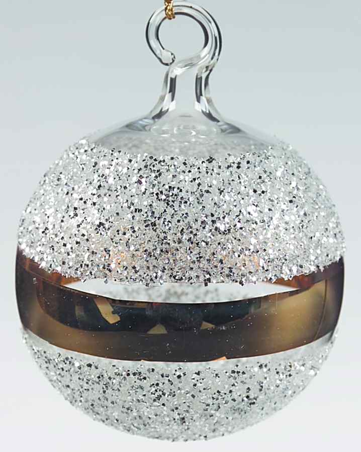 Vietri Crystal Christmas Ornament Round Silver Glitter Ball - No Box by Vietri-1