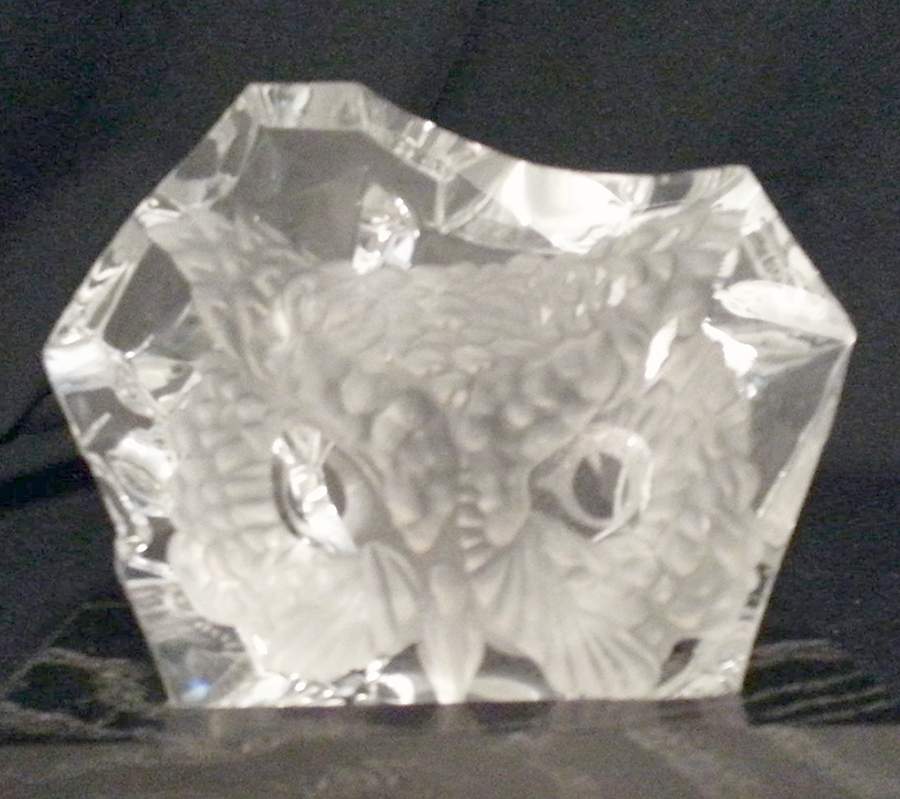 Val St Lambert Paperweight Rock-Owl - No Box by Val St Lambert-1