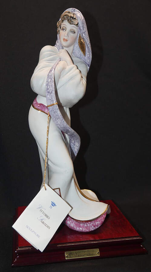 Vittorio Sabadin Capodimonte Figurines Lady With Purple Scarf - No Box by Vittorio Sabadin-1