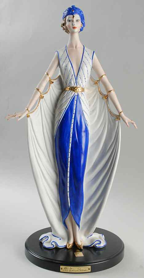 Vittorio Sabadin Capodimonte Figurines Art Deco Woman In Blue Hat - No Box by Vittorio Sabadin-1