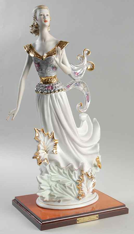 Vittorio Sabadin Capodimonte Figurines Woman With Gray Top In Leaves - Boxed by Vittorio Sabadin-1