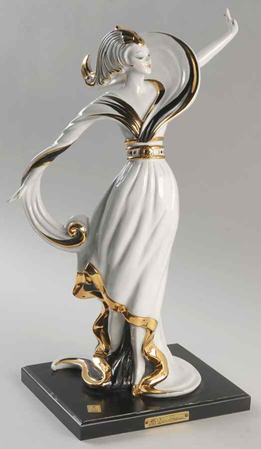 Vittorio Sabadin Capodimonte Figurines Art Deco Woman-Black And Gold - No Box by Vittorio Sabadin-1