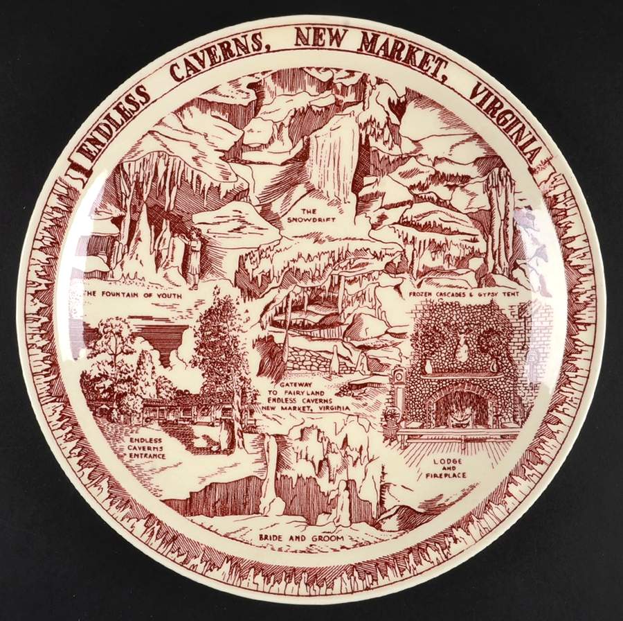 Parks Plates Endless Caverns New Market Virginia - No Box-Virginia Motif 1-Red by Vernon Kilns-1