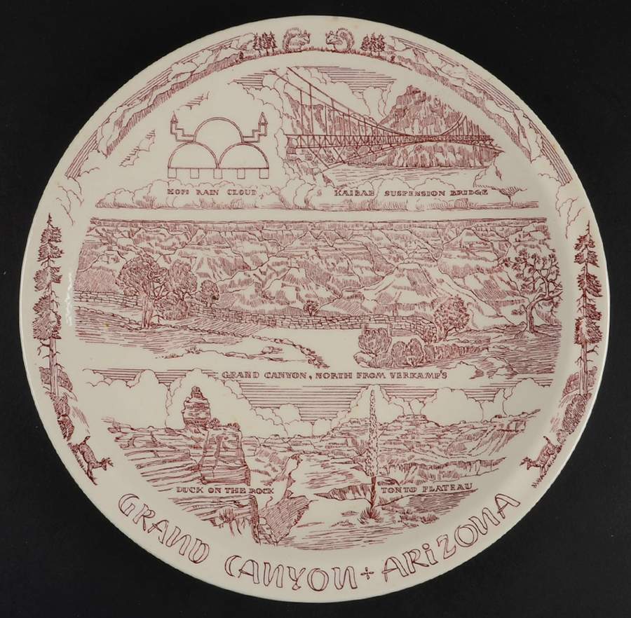 Parks Plates Grand Canyon Arizona - No Box-Arizona Motif 2-Red by Vernon Kilns-1