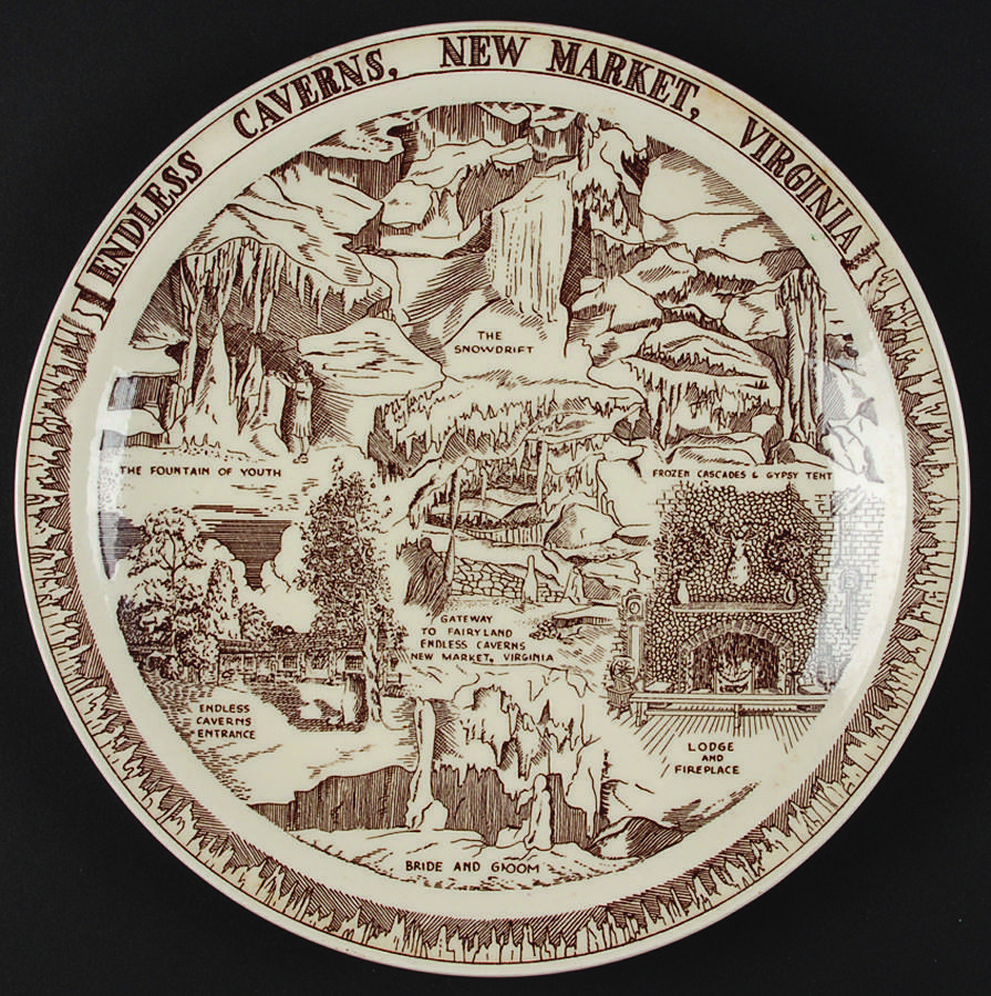 Parks Plates Endless Caverns New Market Virginia - No Box-Virginia Motif 1-Brown by Vernon Kilns-1