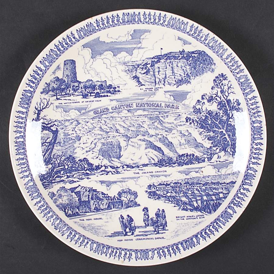 Parks Plates Grand Canyon National Park - No Box-Arizona Motif 1-Blue by Vernon Kilns-1