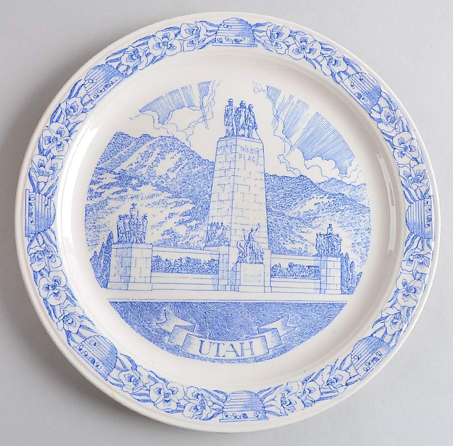 Parks Plates This Is The Place-Utah - No Box-Utah Motif 1-Blue by Vernon Kilns-1