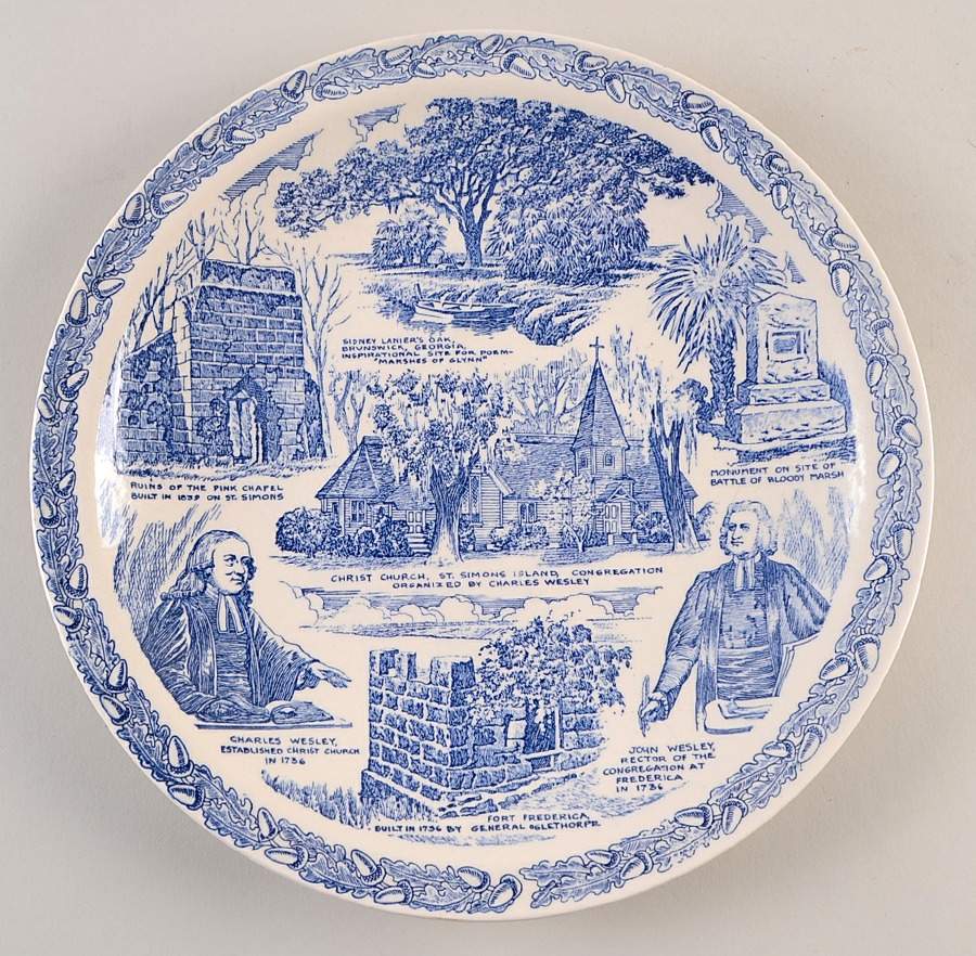 Parks Plates Georgia Coast Section - No Box-Georgia Motif 1-Blue by Vernon Kilns-1