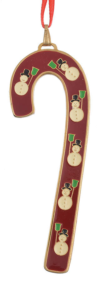 Candy Cane-Ornament Snowmen With Broom - Boxed by Wallace Silver-1
