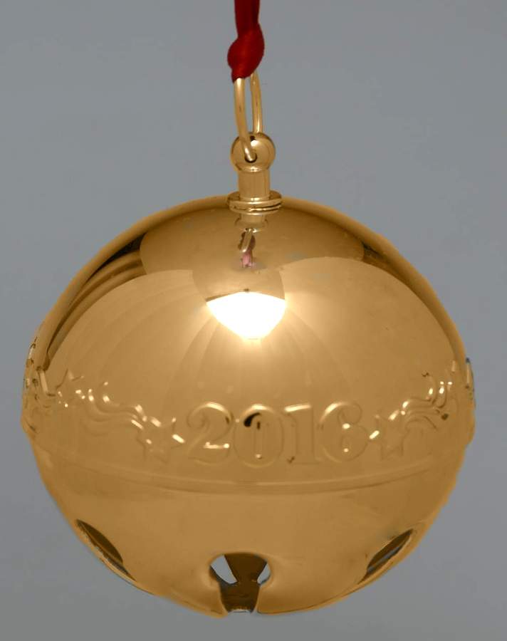 Sleigh Bell-Goldplated Ornament Stars & Ribbons - No Box by Wallace Silver-1