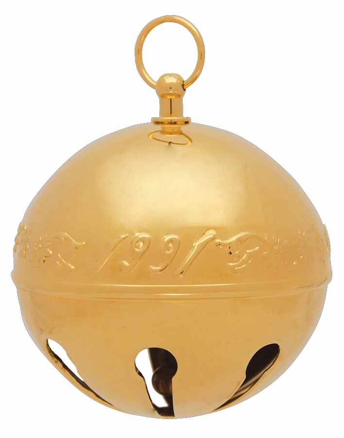 Sleigh Bell-Goldplated Ornament Poinsettias - No Box by Wallace Silver-1