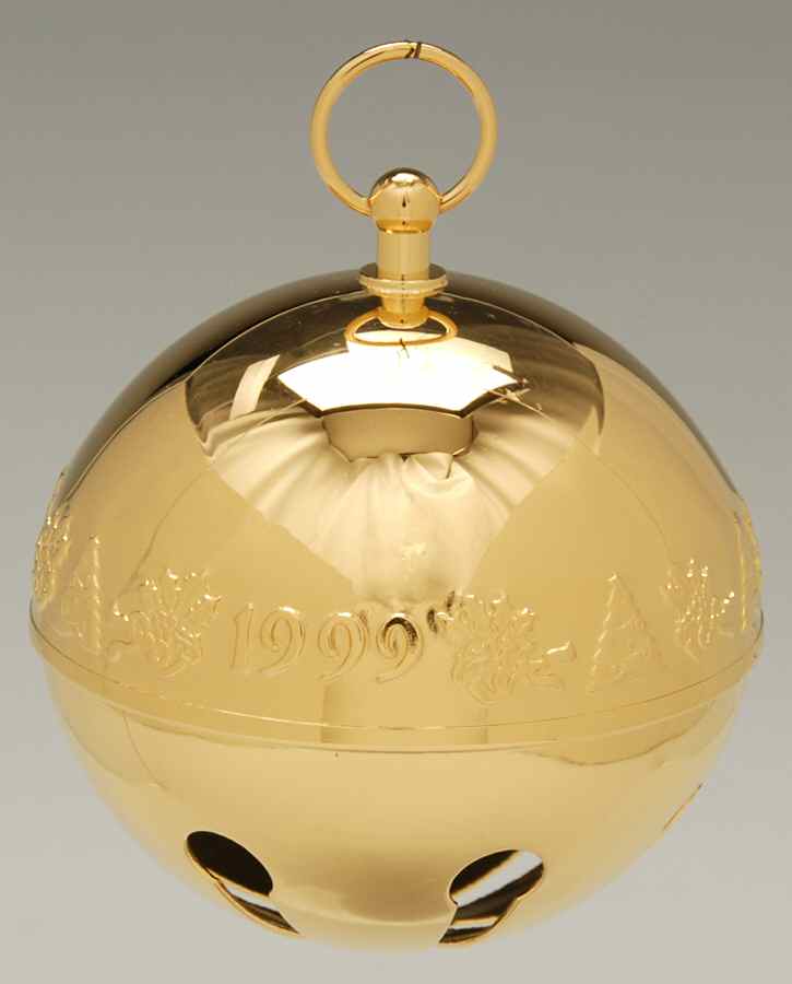 Sleigh Bell-Goldplated Ornament Trees & Holly - No Box by Wallace Silver-1