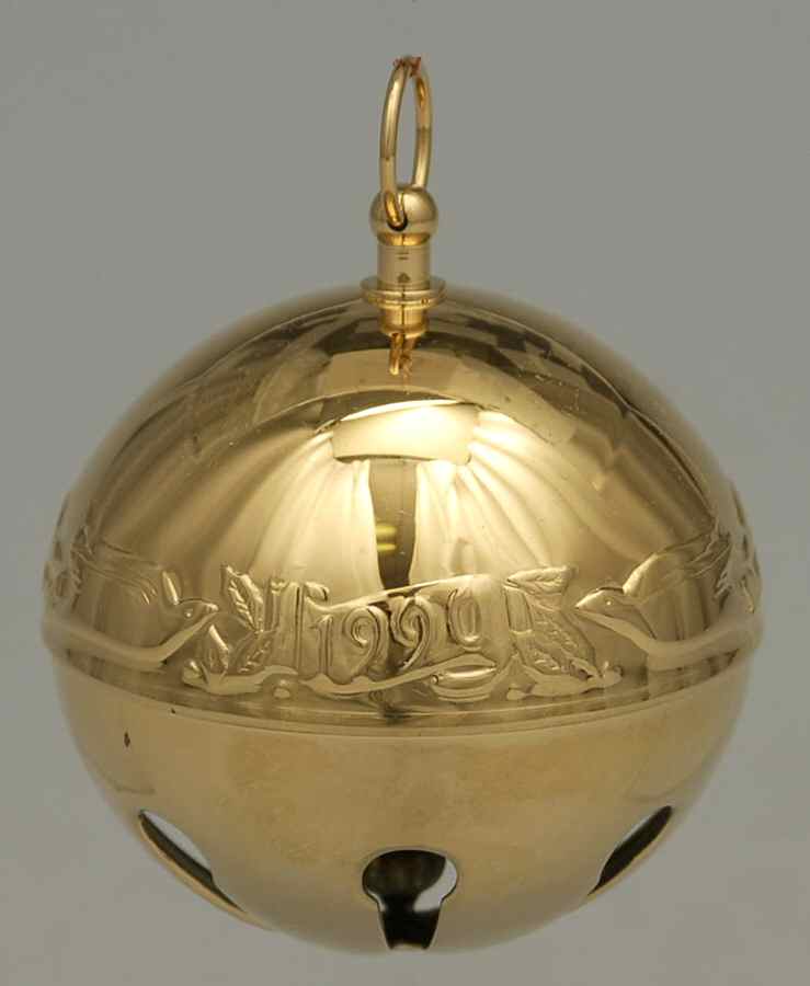 Sleigh Bell-Goldplated Ornament Peaceful Doves - No Box by Wallace Silver-1