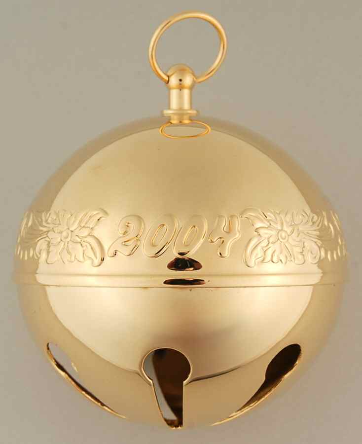 Sleigh Bell-Goldplated Ornament Poinsettias - No Box by Wallace Silver-1