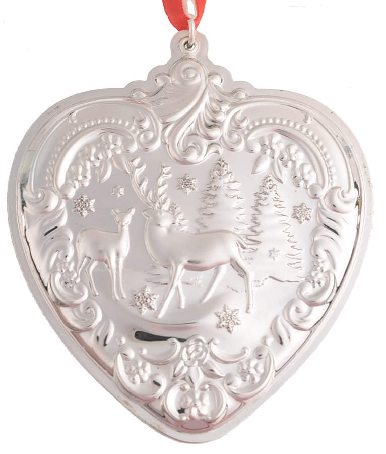 Grande Baroque Heart 2017 Buck & Doe - 3 3/4 Ht - Boxed by Wallace Silver-1