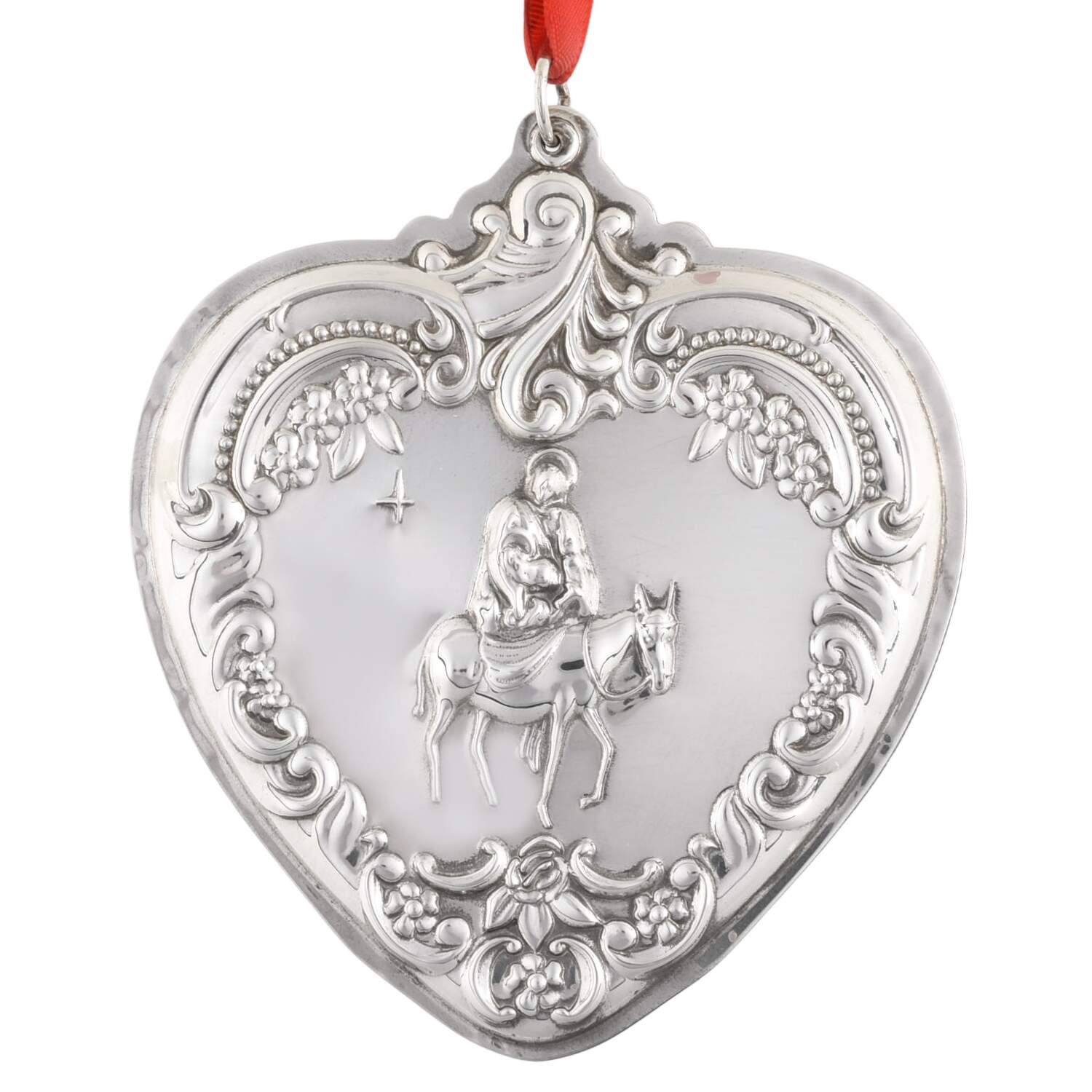 Grande Baroque Heart 1999 Holy Family And Donkey - Boxed by Wallace Silver-1