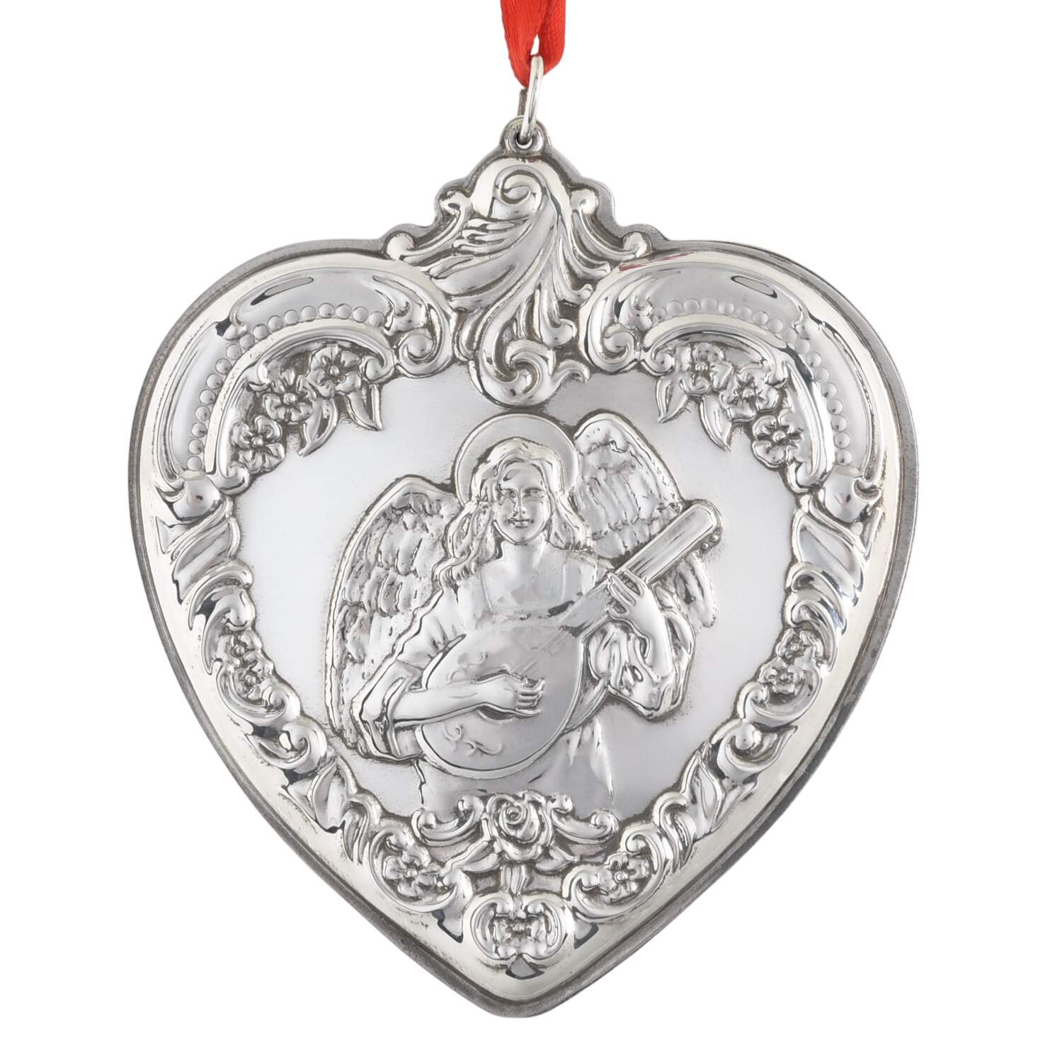 Grande Baroque Heart 1997-Angel With Mandolin - Boxed by Wallace Silver-1