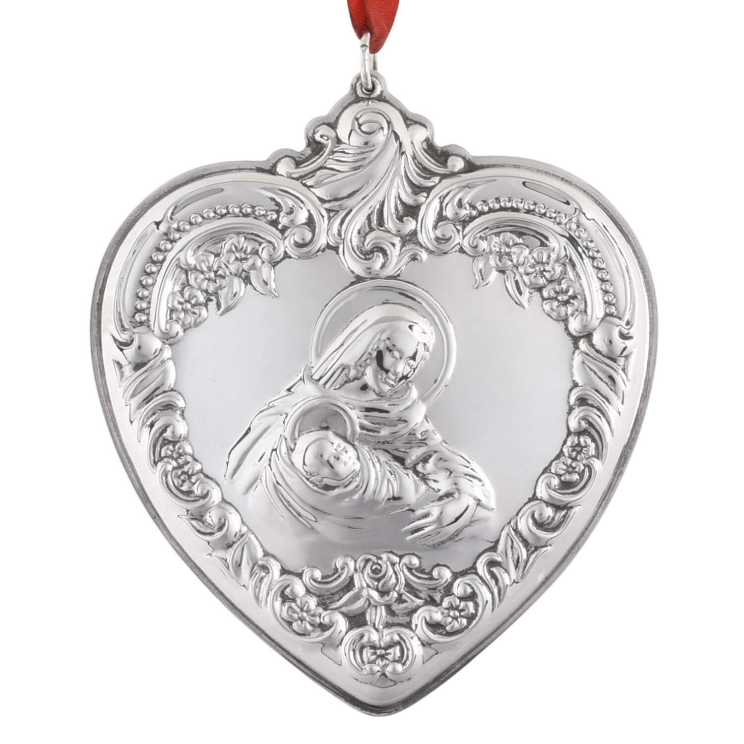 Grande Baroque Heart 1993-Madonna And Child - No Box by Wallace Silver-1