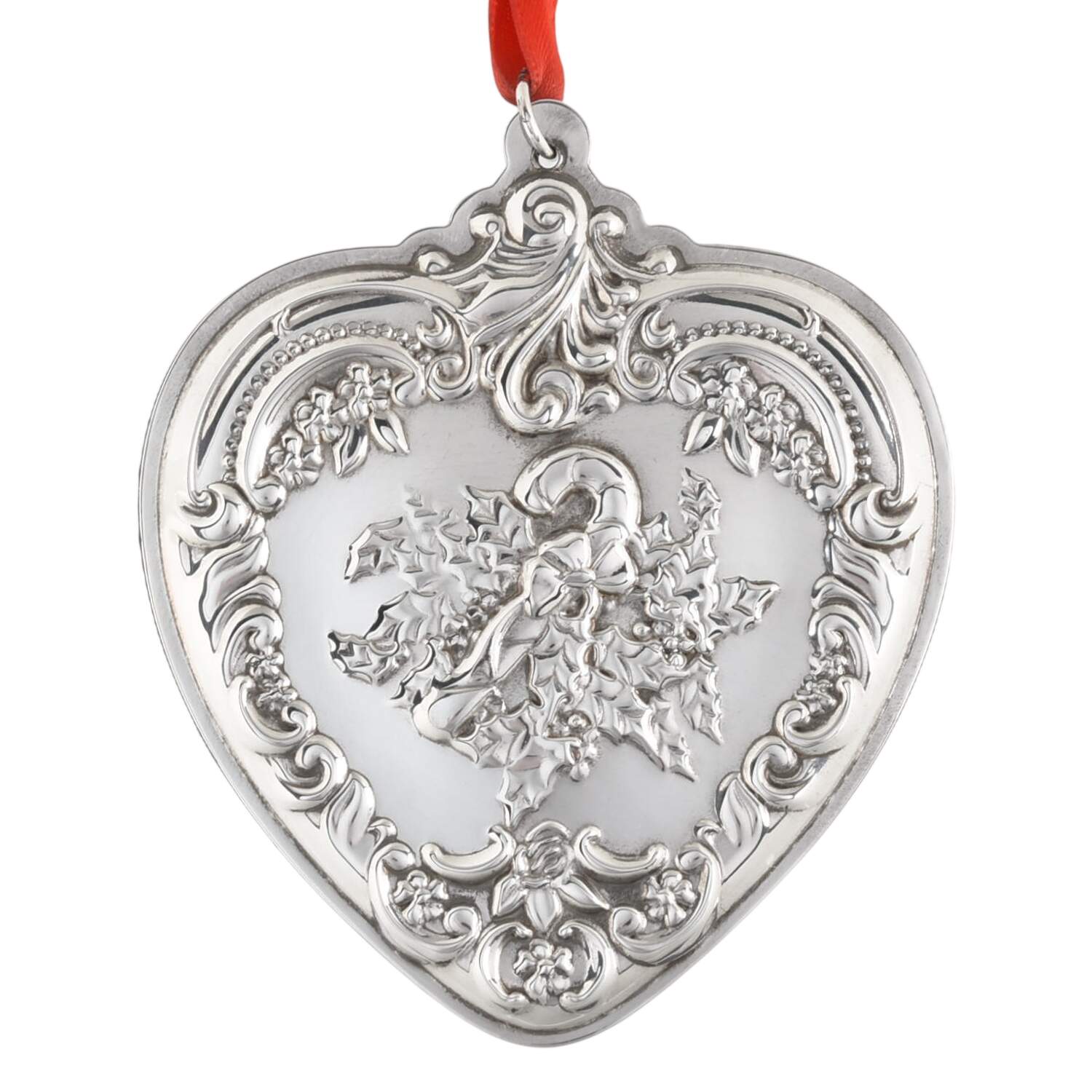Grande Baroque Heart 2008-Holly And Candy Cane - Boxed by Wallace Silver-1