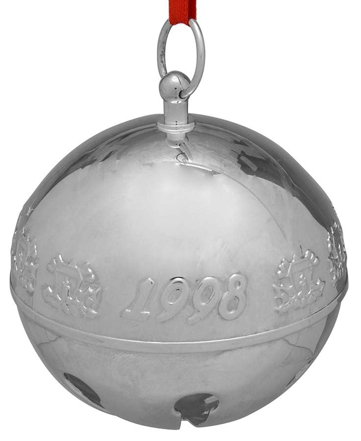 Sleigh Bell-Silverplate Ornament 1998 Holly & Lanterns - No Box by Wallace Silver-1