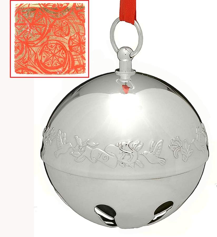Sleigh Bell-Silverplate Ornament Mistletoe And Doves - Boxed by Wallace Silver-1