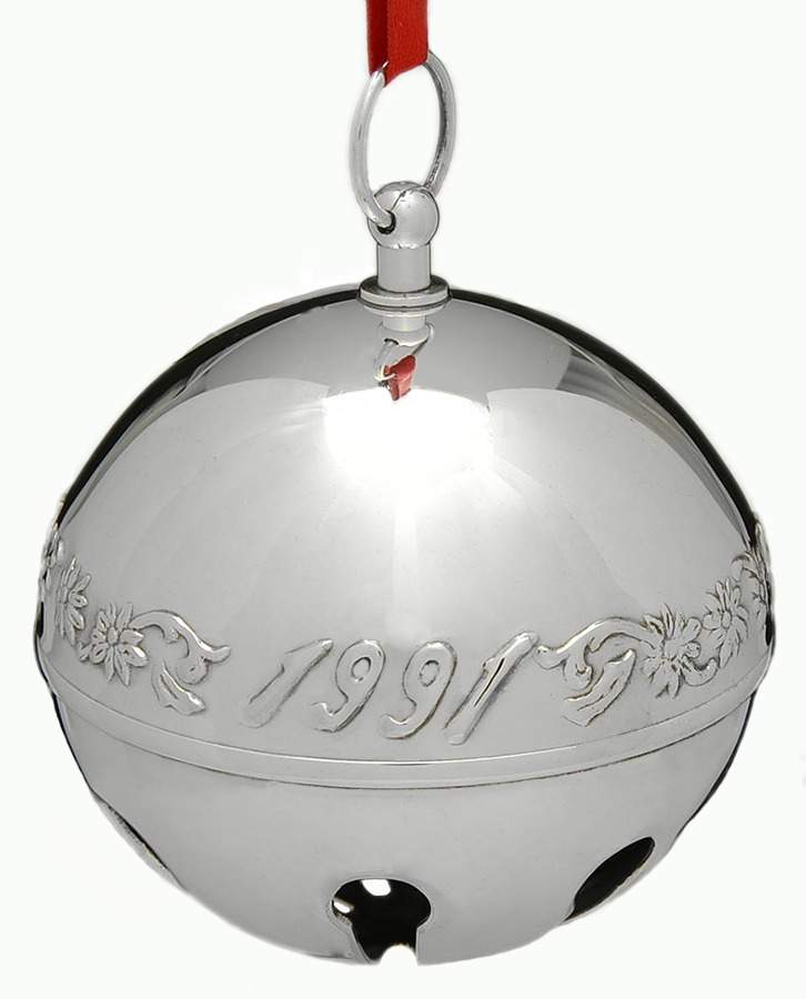 Sleigh Bell-Silverplate Ornament Poinsettias - No Box by Wallace Silver-1