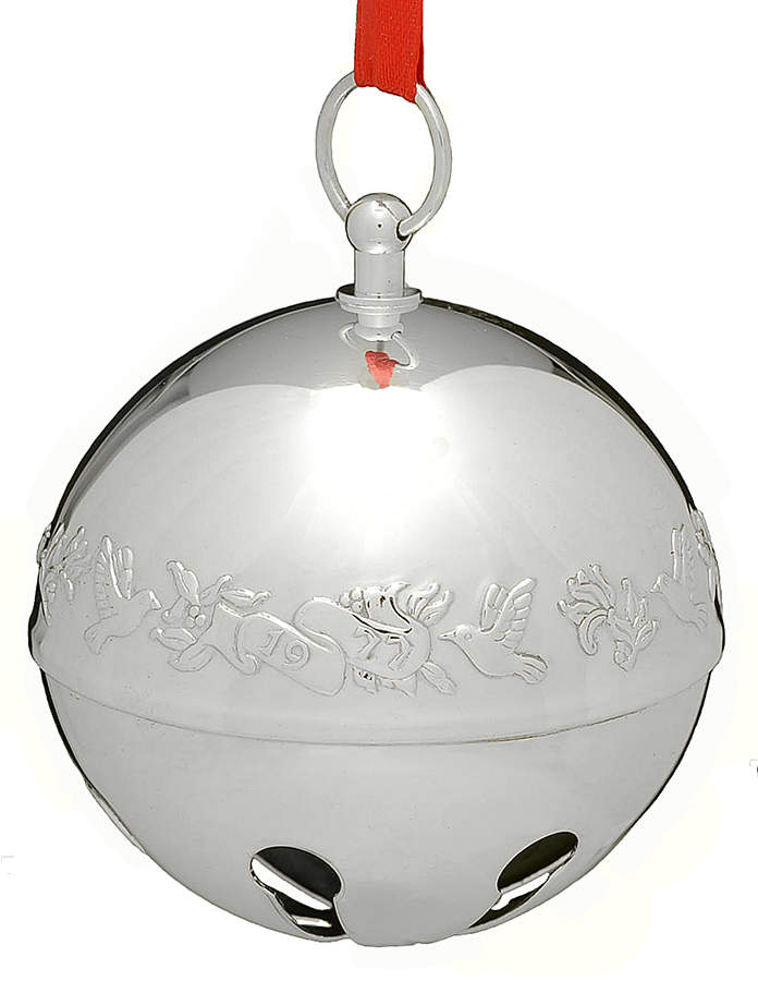 Sleigh Bell-Silverplate Ornament Mistletoe And Doves - No Box by Wallace Silver-1